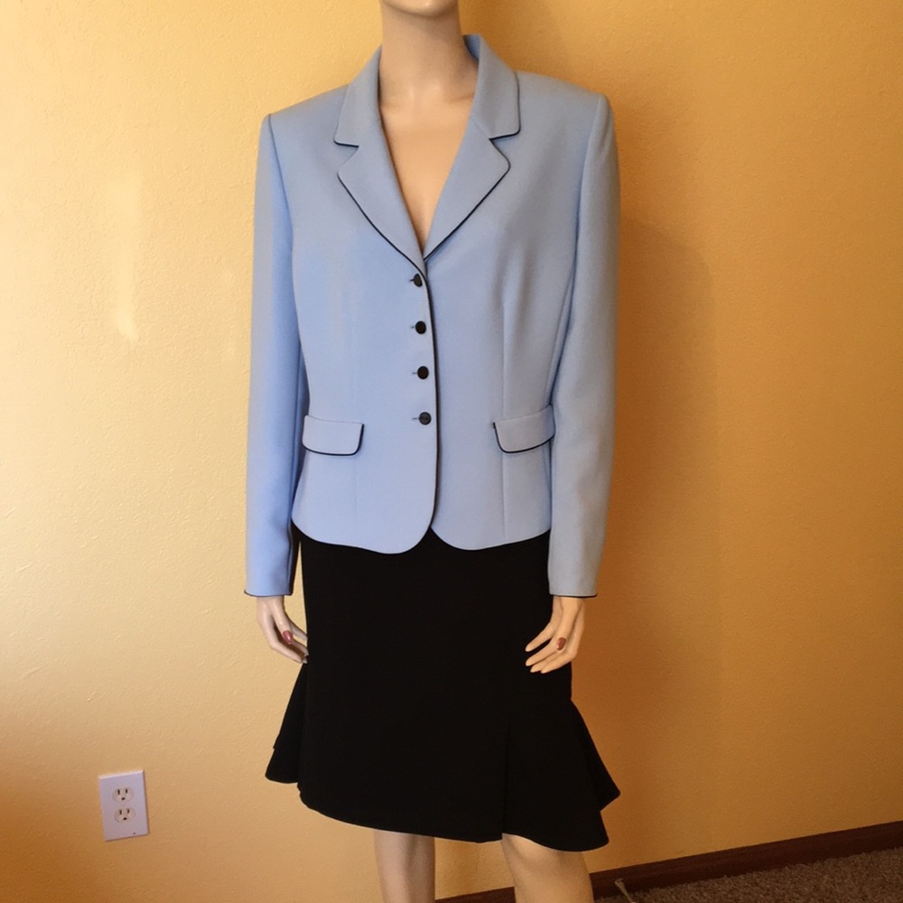 STRESA ASL Blue/Black Jacket Skirt Suit Size 14 BRAND NEW